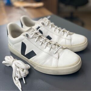 Veja Campo Sneakers Leather Black & White Low Mens Size 9